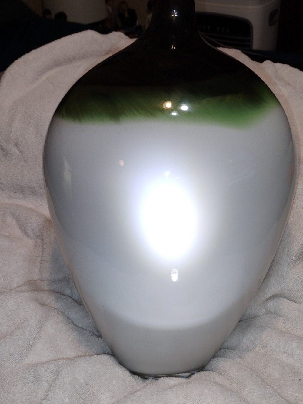Green and White Decorative Glass Vase - Home Accents